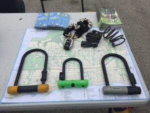 Photo depicting the different types of bike locks available and on the market. 